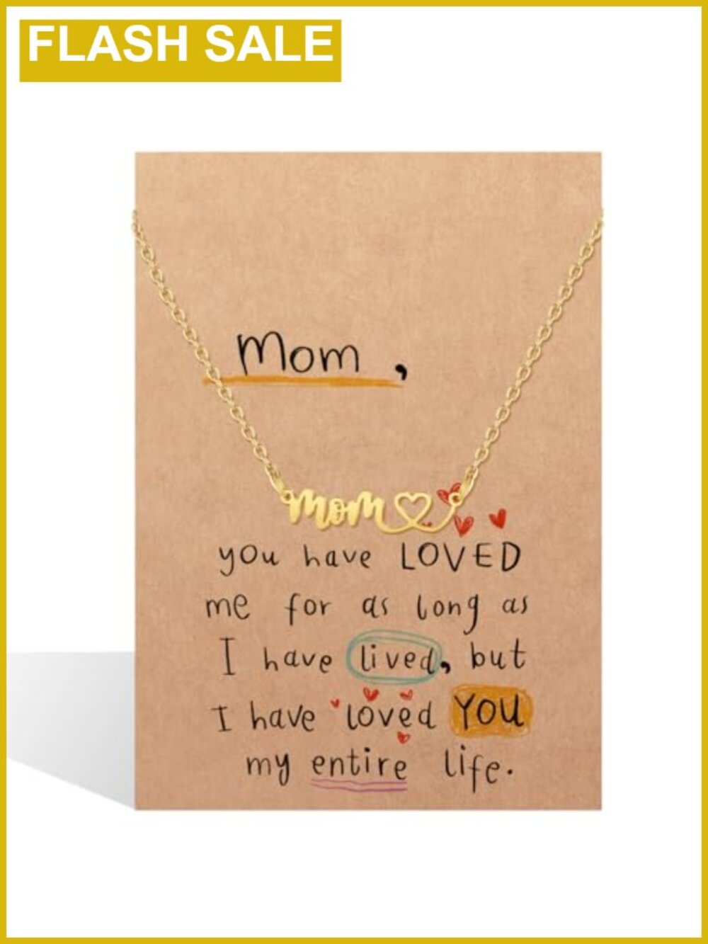 Stainless Steel Mama Pendant Necklace Adjustable Gift for Mom
